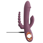 Slim Triple Plum Vibrator med Klitoris Stimulator & Anal Kæde