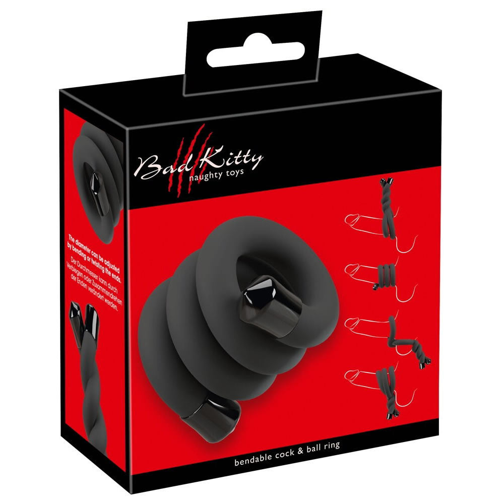 Bad Kitty bendable cock & ball penisring