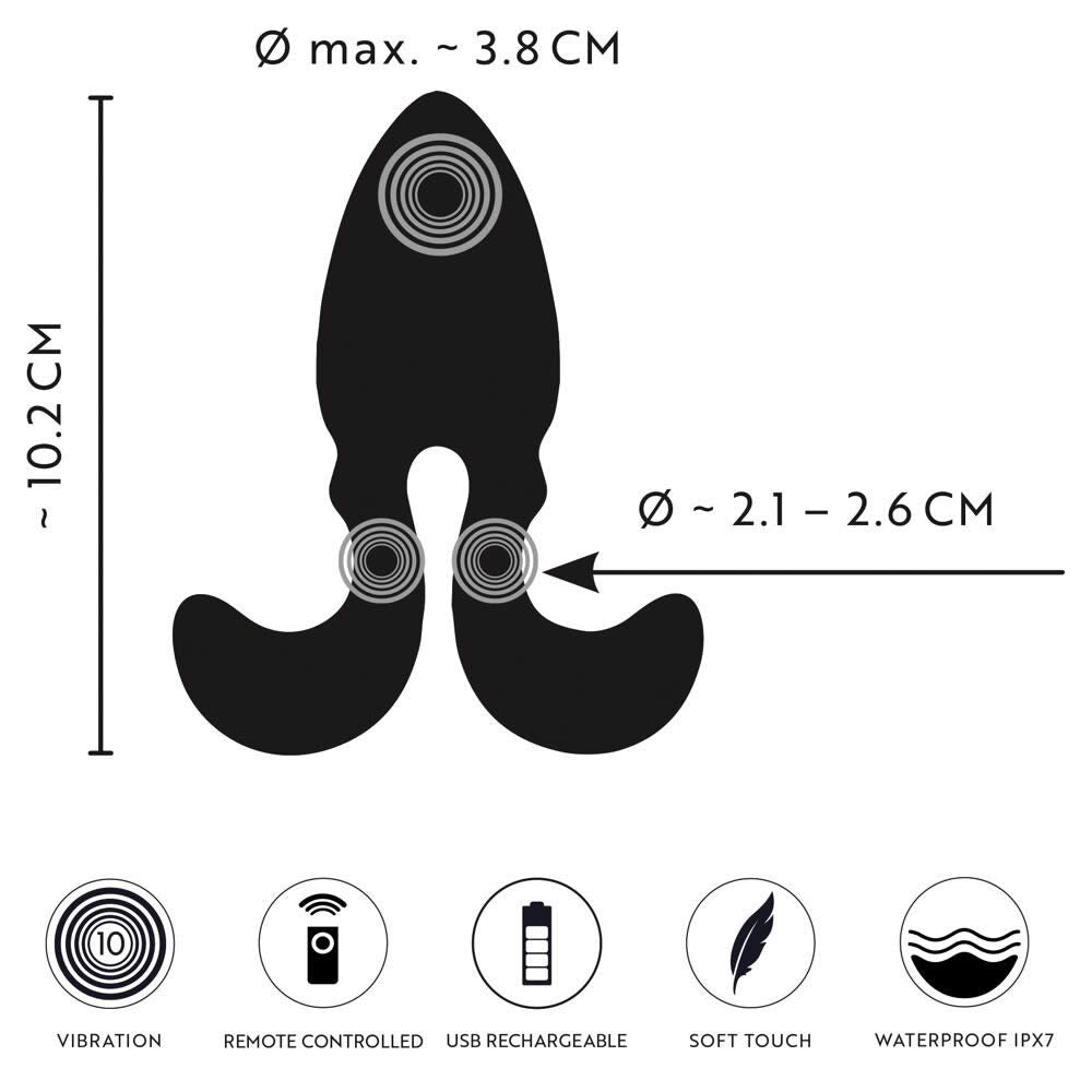 Anos Anal Plug med Vibrator, Fleksible Arme og Fjernbetjening