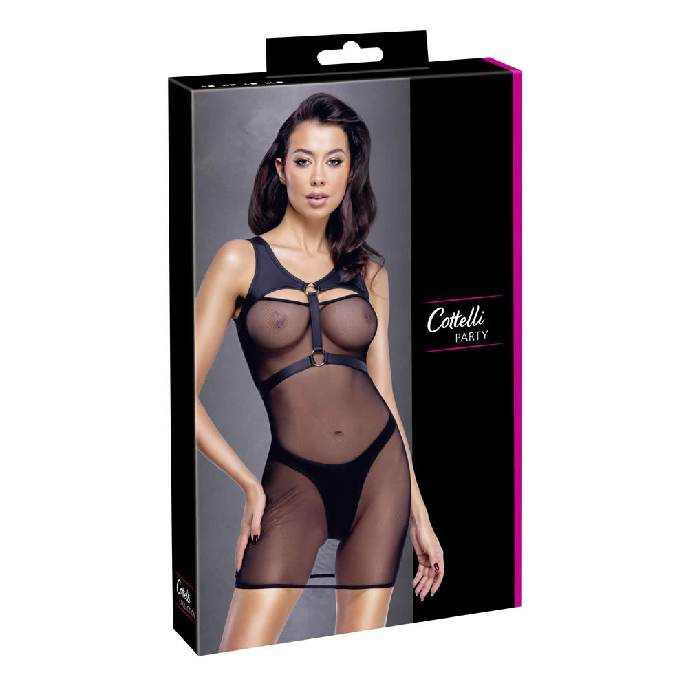 Net Minikjole med G-streng og Wetlook Harness