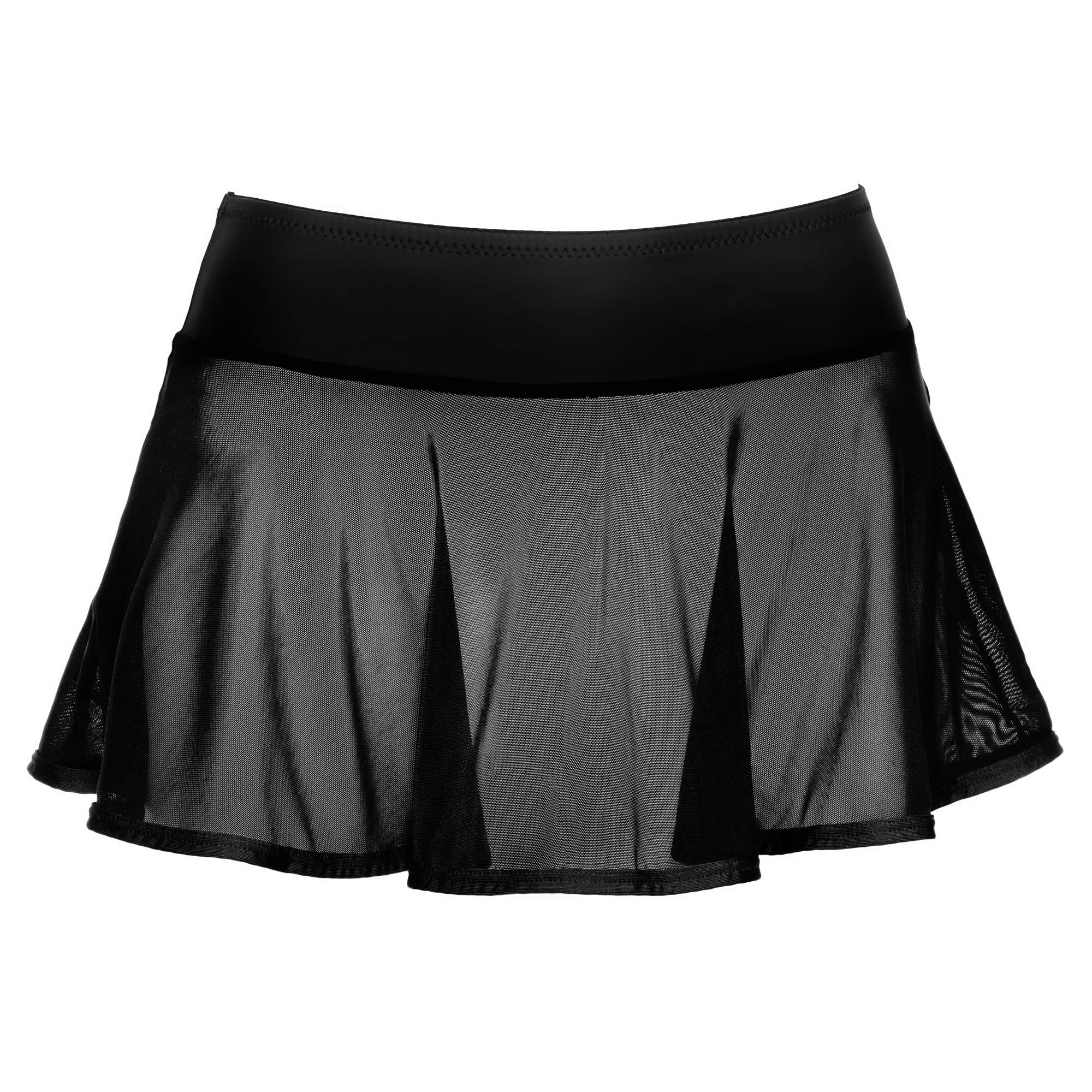 Mini Nederdel i transparent sort nylon mesh