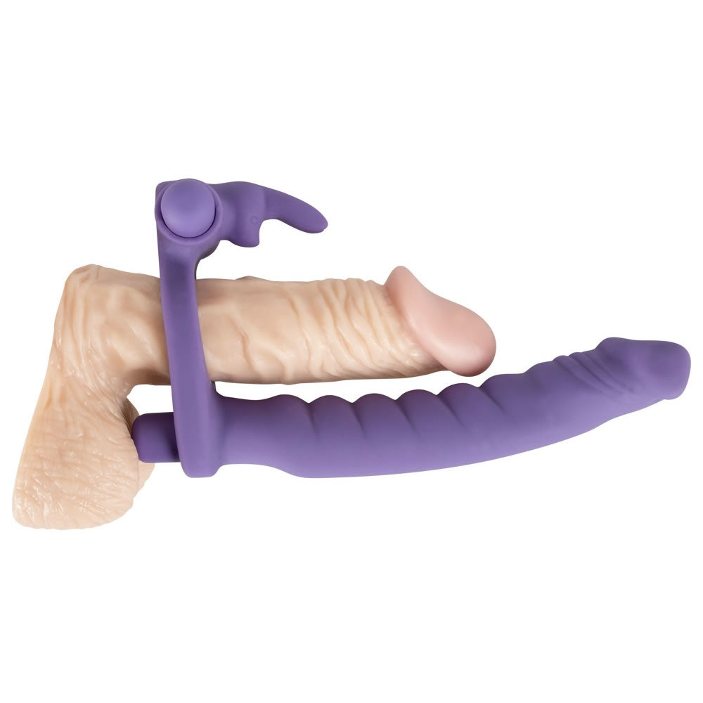 Strap-on DP Vibrator til ham med klitoris stimulator & Penisring