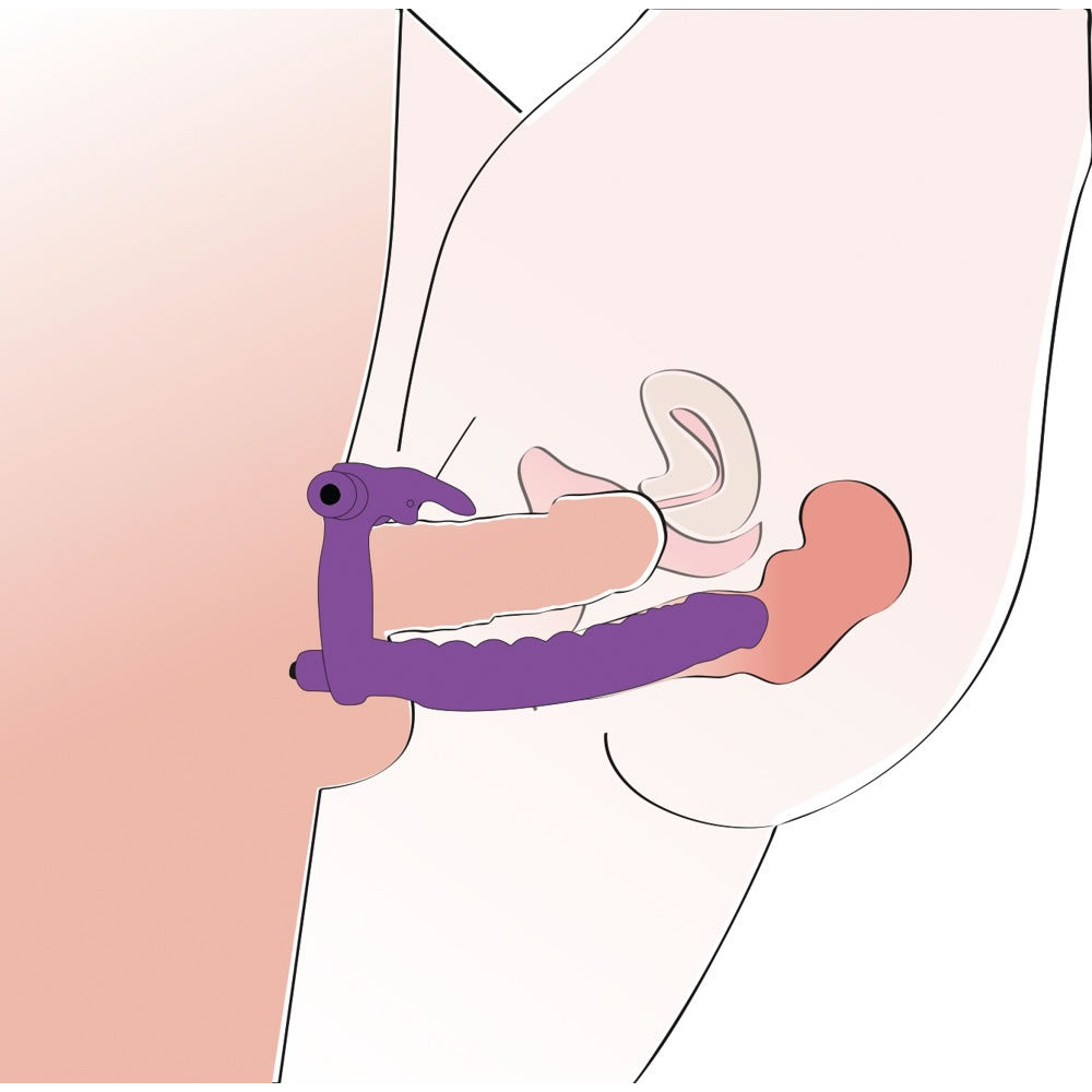 Strap-on DP Vibrator til ham med klitoris stimulator & Penisring