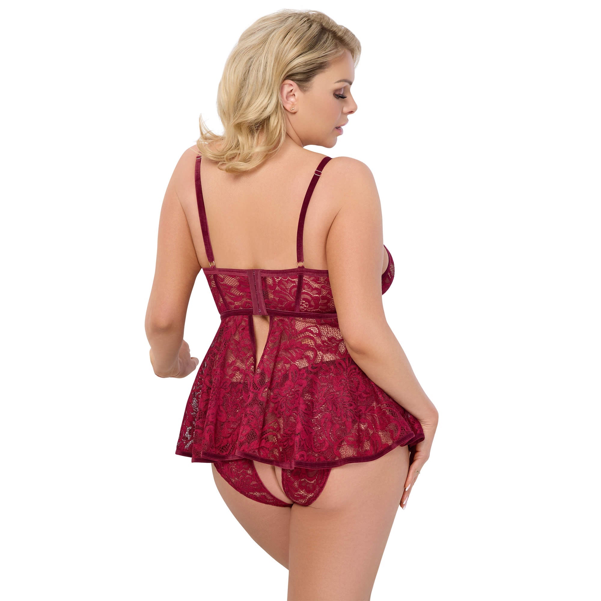 Plus Size Blonde Babydoll med Bundløse Trusser