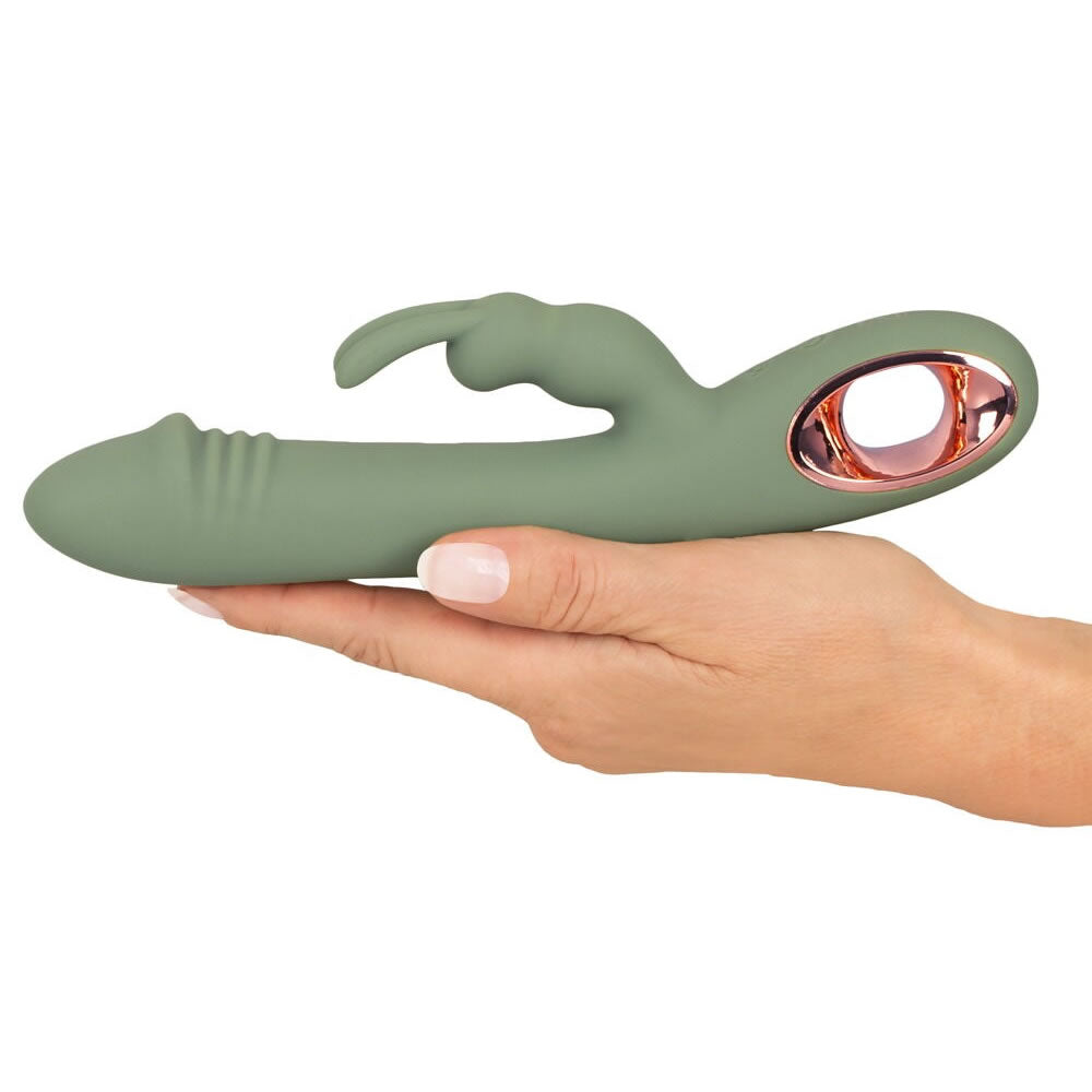 Slim Rabbit Vibrator Olive med Klitoris Stimulator