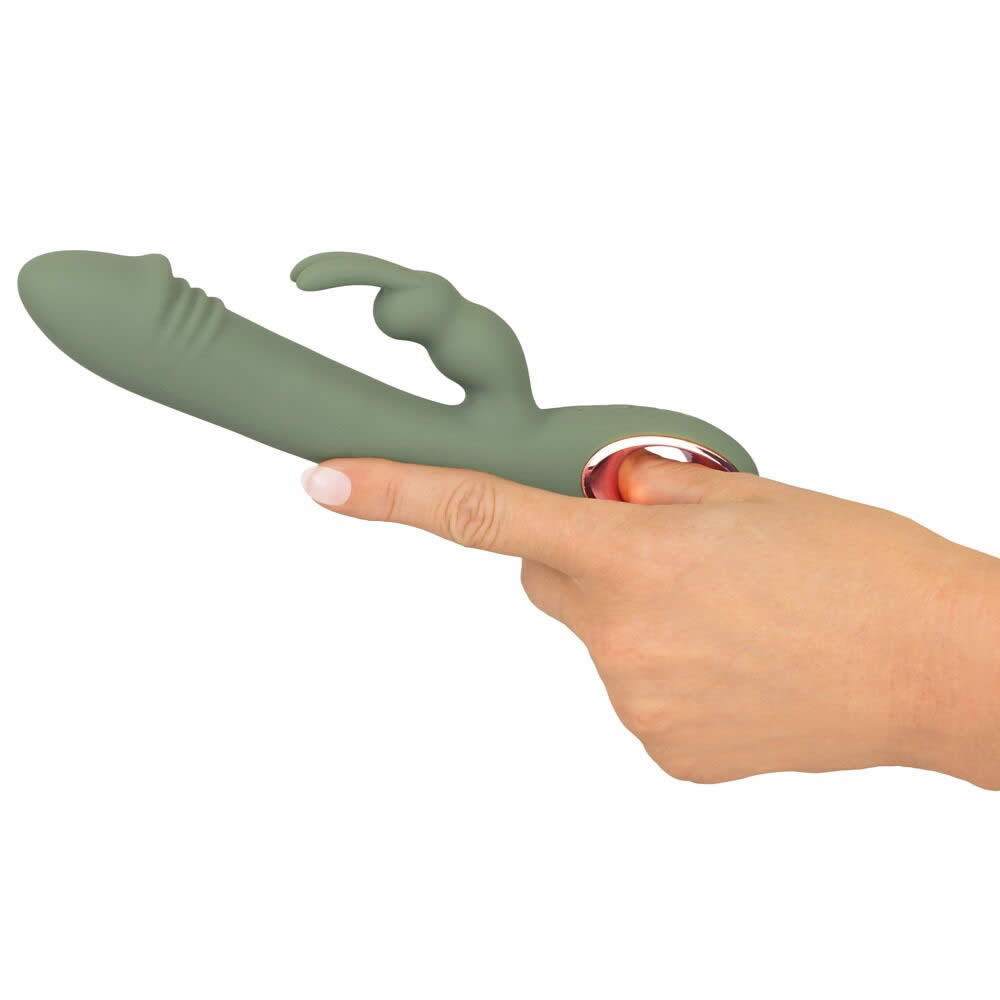 Slim Rabbit Vibrator Olive med Klitoris Stimulator