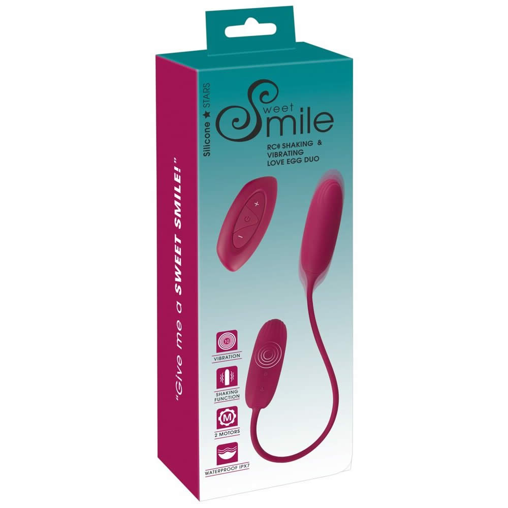 Sweet Smile Shaking & Vibrating Trådløs Duo Vibrator Æg