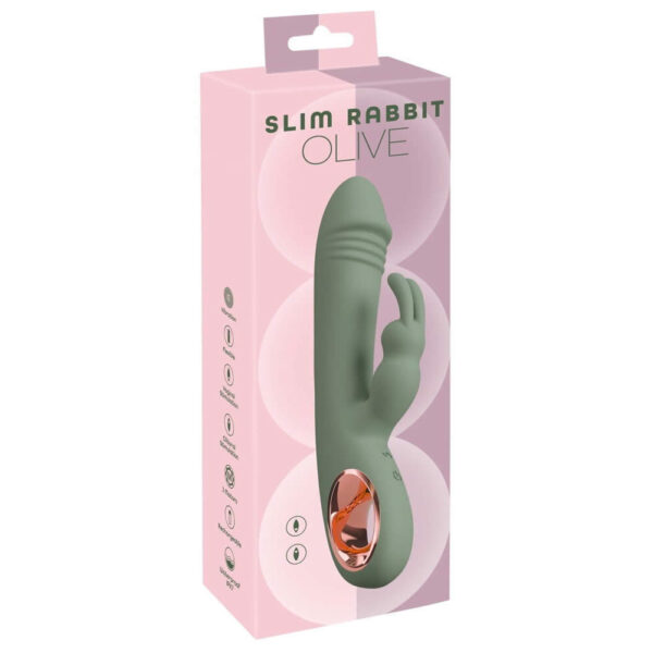 Slim Rabbit Vibrator Olive med Klitoris Stimulator